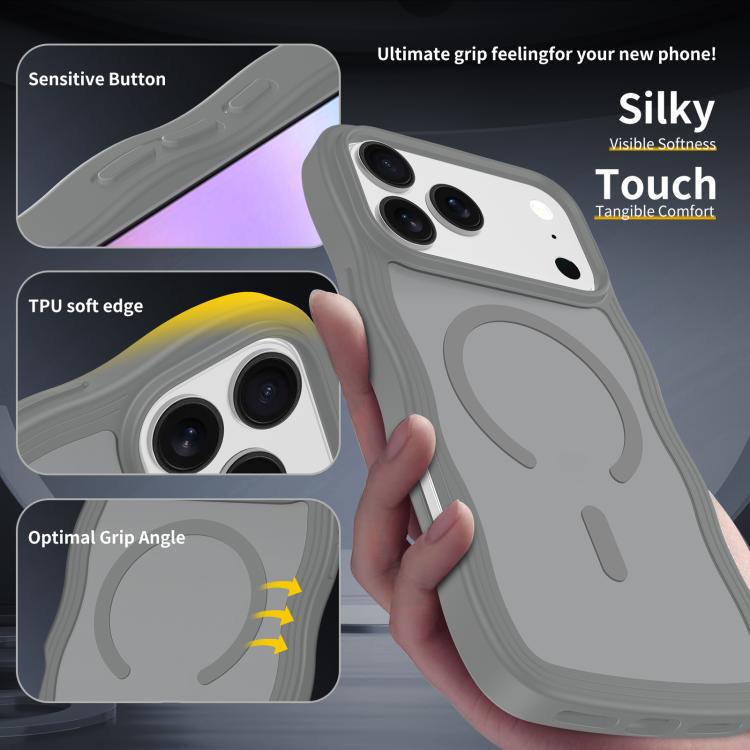 For iPhone 17 Pro Skin Feel Wave Texture MagSafe Phone Case(Grey) - iPhone 17 Pro Cases by buy2fix | Online Shopping UK | buy2fix