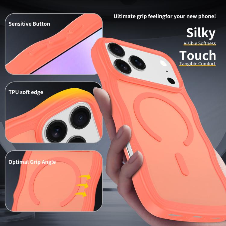 For iPhone 17 Pro Skin Feel Wave Texture MagSafe Phone Case(Orange) - iPhone 17 Pro Cases by buy2fix | Online Shopping UK | buy2fix