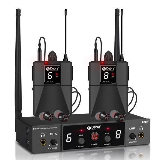 DEBRA ER-480 Professional Stage Wireless Audio Return Monitoring System with Two Receivers(AU Plug) - Microphone by DEBRA | Online Shopping UK | buy2fix