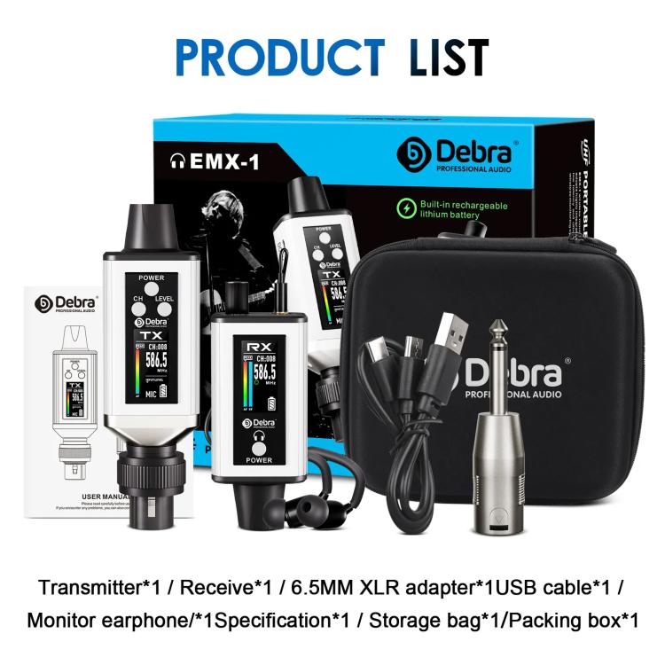 DEBRA EMX-1 XLR Adapter Portable Wireless Monitor System Transmitter & Receiver(White) - Microphone by DEBRA | Online Shopping UK | buy2fix
