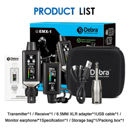 DEBRA EMX-1 XLR Adapter Portable Wireless Monitor System Transmitter & Receiver(Black) - Microphone by DEBRA | Online Shopping UK | buy2fix