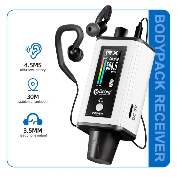 DEBRA EMX-1 Portable Wireless Monitor System Receiver + Earphones(White) - Microphone by DEBRA | Online Shopping UK | buy2fix