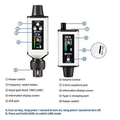 DEBRA EMX-1 Portable Wireless Monitor System Receiver + Earphones(White) - Microphone by DEBRA | Online Shopping UK | buy2fix