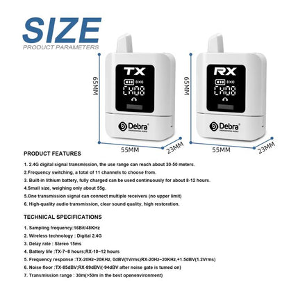 DEBRA ST-mini 2.4G Stereo Wireless Monitor System Transmitter & Receiver(White) - Microphone by DEBRA | Online Shopping UK | buy2fix