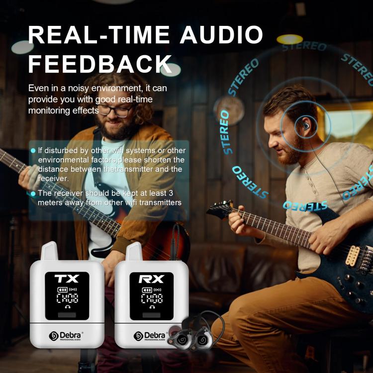 DEBRA ST-mini 2.4G Stereo Wireless Monitor System Receiver + Earphones(White) - Microphone by DEBRA | Online Shopping UK | buy2fix