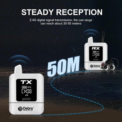 DEBRA ST-mini 2.4G Stereo Wireless Monitor System Receiver + Earphones(White) - Microphone by DEBRA | Online Shopping UK | buy2fix