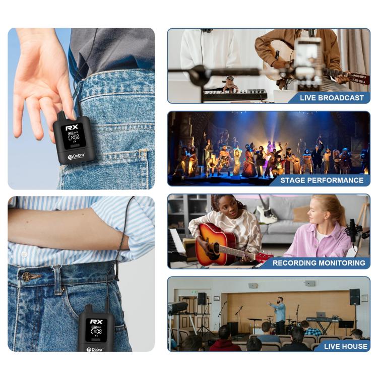 DEBRA ST-mini 2.4G Stereo Wireless Monitor System Receiver + Earphones(Black) - Microphone by DEBRA | Online Shopping UK | buy2fix