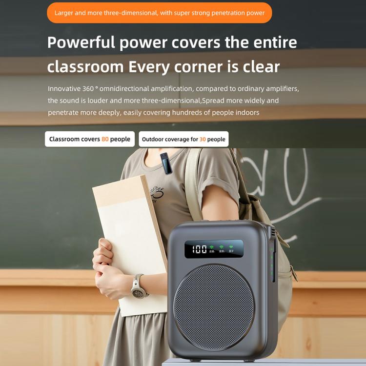 M10 Mini Wireless Microphone Teaching Voice Amplifier with Screen Display(White) - Loudspeaker by buy2fix | Online Shopping UK | buy2fix