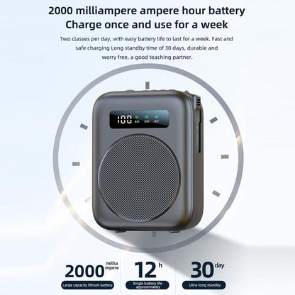 M10 Mini Wireless Microphone Teaching Voice Amplifier with Screen Display(Grey) - Loudspeaker by buy2fix | Online Shopping UK | buy2fix