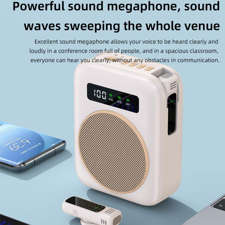 M10 Mini Wireless Microphone Teaching Voice Amplifier with Screen Display(White) - Loudspeaker by buy2fix | Online Shopping UK | buy2fix