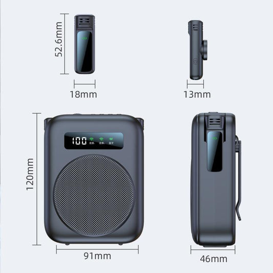 M10 Mini Wireless Microphone Teaching Voice Amplifier with Screen Display(Grey) - Loudspeaker by buy2fix | Online Shopping UK | buy2fix