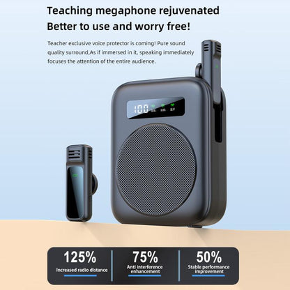 M10 Mini Wireless Microphone Teaching Voice Amplifier with Screen Display(Grey) - Loudspeaker by buy2fix | Online Shopping UK | buy2fix