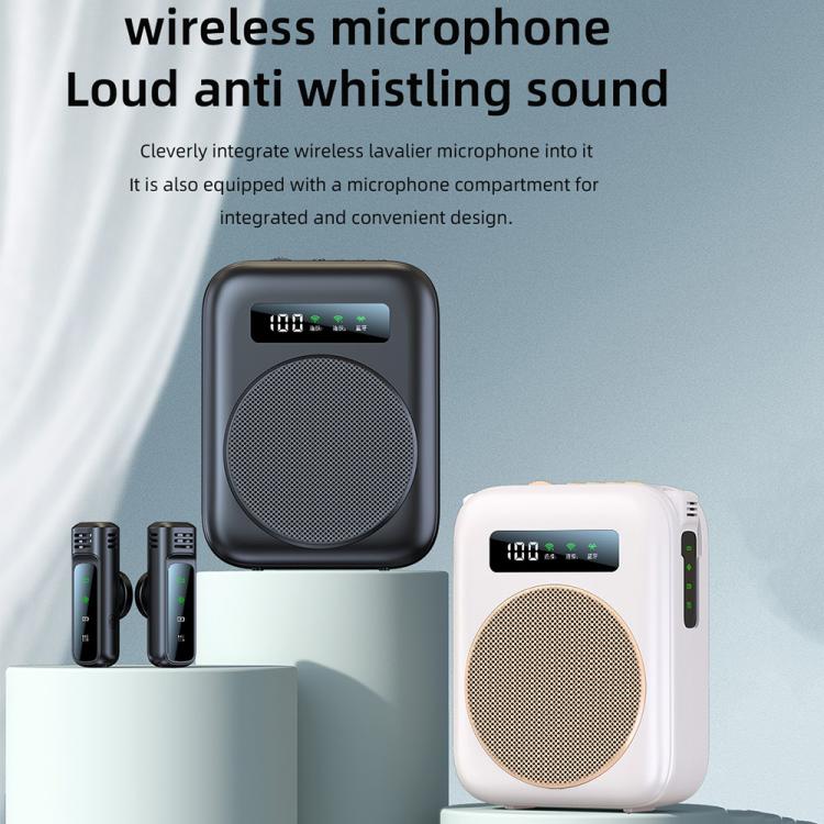 M10 Mini Wireless Microphone Teaching Voice Amplifier with Screen Display(Grey) - Loudspeaker by buy2fix | Online Shopping UK | buy2fix