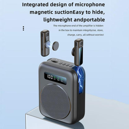 M10 Mini Wireless Microphone Teaching Voice Amplifier with Screen Display(Grey) - Loudspeaker by buy2fix | Online Shopping UK | buy2fix