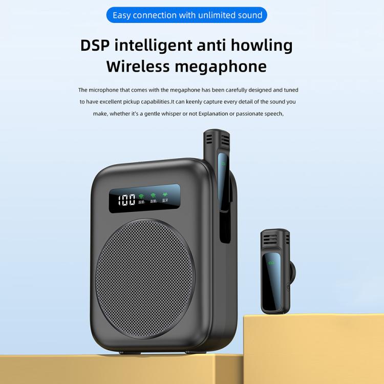 M10 Mini Wireless Microphone Teaching Voice Amplifier with Screen Display(Grey) - Loudspeaker by buy2fix | Online Shopping UK | buy2fix