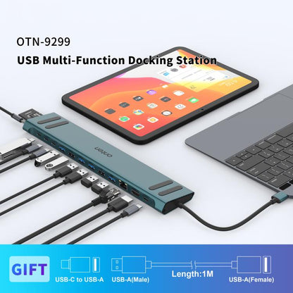 Onten OTN-9299 16 in 1 USB Multi-function Docking Station(Pine Green) - USB 3.0 HUB by Onten | Online Shopping UK | buy2fix