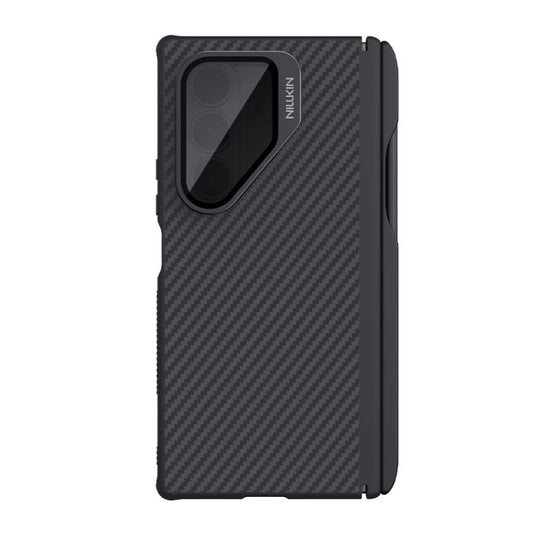 For Samsung Galaxy Z Fold7 5G NILLKIN Aramid Fiber Transparent Mirror Cover Magnetic Version Phone Case with Stylus(Black)