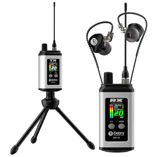 DEBRA EST-12 Portable Stereo Wireless Monitor System Transmitter & Receiver(White)