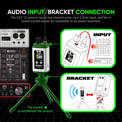 DEBRA EST-12 Portable Stereo Wireless Monitor System Transmitter & Receiver(White) - Microphone by DEBRA | Online Shopping UK | buy2fix