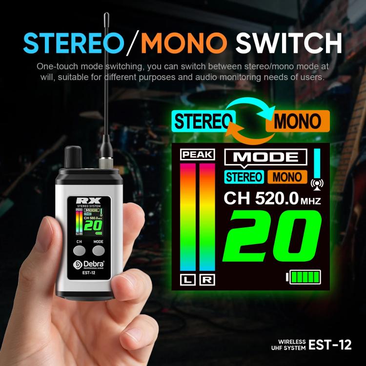 DEBRA EST-12 Portable Stereo Wireless Monitor System Transmitter & Receiver(White) - Microphone by DEBRA | Online Shopping UK | buy2fix