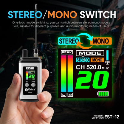 DEBRA EST-12 Portable Stereo Wireless Monitor System Transmitter & Receiver(White) - Microphone by DEBRA | Online Shopping UK | buy2fix
