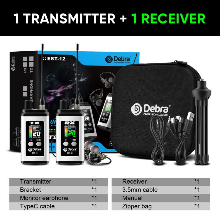 DEBRA EST-12 Portable Stereo Wireless Monitor System Transmitter & Receiver(White) - Microphone by DEBRA | Online Shopping UK | buy2fix