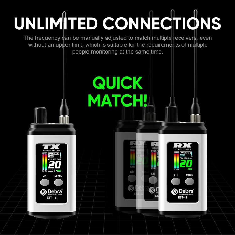 DEBRA EST-12 Portable Stereo Wireless Monitor System Transmitter & Receiver(White) - Microphone by DEBRA | Online Shopping UK | buy2fix