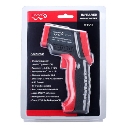 Wintact WT550 Portable Infrared Thermometer, Measuring Range: -50 to 550 Degrees Celsius(Black Red) - Thermostat & Thermometer by Wintact | Online Shopping UK | buy2fix