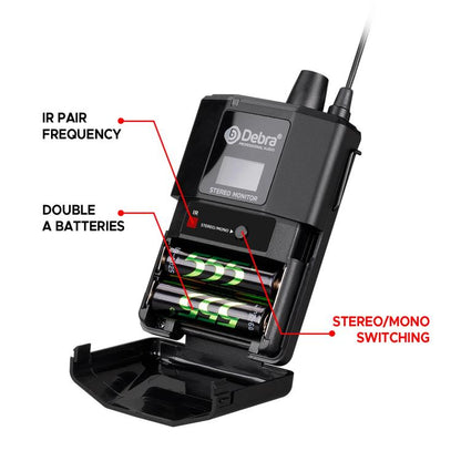 DEBRA ST-102 Wireless Audio Monitor System Receiver + Earphones - Microphone by DEBRA | Online Shopping UK | buy2fix