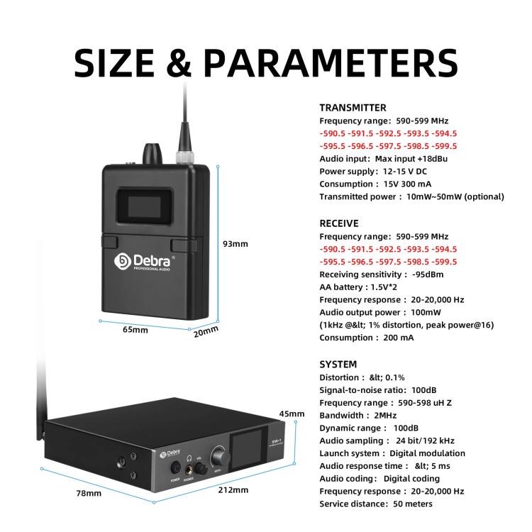 DEBRA SW-1 Professional Stage Wireless Stereo Monitor System with One Receivers(US Plug) - Microphone by DEBRA | Online Shopping UK | buy2fix