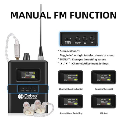 DEBRA SW-1 Professional Stage Wireless Stereo Monitor System with One Receivers(UK Plug) - Microphone by DEBRA | Online Shopping UK | buy2fix