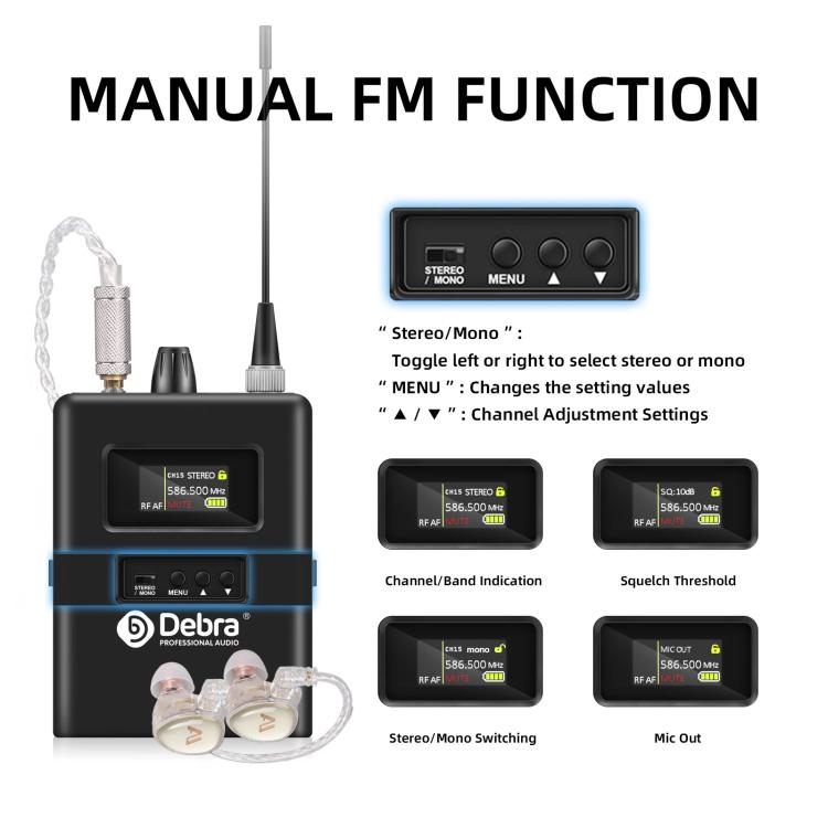 DEBRA SW-1 Professional Stage Wireless Stereo Monitor System with One Receivers(AU Plug) - Microphone by DEBRA | Online Shopping UK | buy2fix