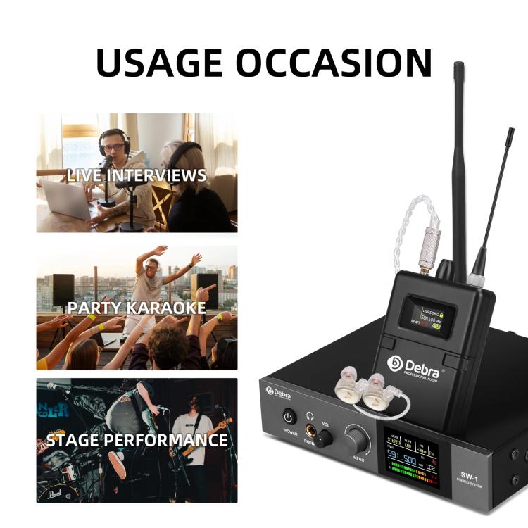 DEBRA SW-1 Professional Stage Wireless Stereo Monitor System with One Receivers(US Plug) - Microphone by DEBRA | Online Shopping UK | buy2fix