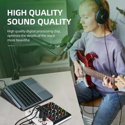 DEBRA V4 4-Channels Audio Mixer with Reverb Sound Card for Live Streaming(UK Plug) - Live Sound Effects Processors by DEBRA | Online Shopping UK | buy2fix