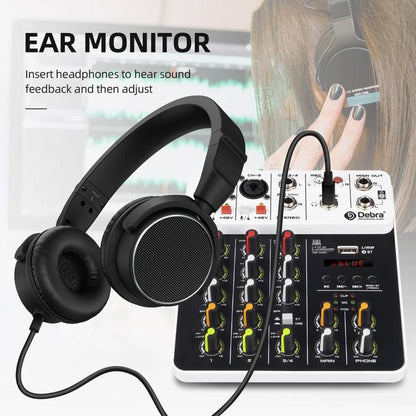 DEBRA V4 4-Channels Audio Mixer with Reverb Sound Card for Live Streaming(AU Plug) - Live Sound Effects Processors by DEBRA | Online Shopping UK | buy2fix