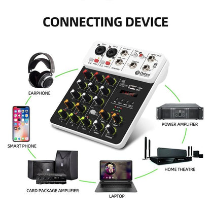DEBRA V4 4-Channels Audio Mixer with Reverb Sound Card for Live Streaming(AU Plug) - Live Sound Effects Processors by DEBRA | Online Shopping UK | buy2fix