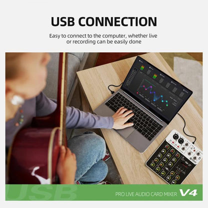 DEBRA V4 4-Channels Audio Mixer with Reverb Sound Card for Live Streaming(AU Plug) - Live Sound Effects Processors by DEBRA | Online Shopping UK | buy2fix
