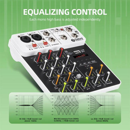 DEBRA V4 4-Channels Audio Mixer with Reverb Sound Card for Live Streaming(EU Plug) - Live Sound Effects Processors by DEBRA | Online Shopping UK | buy2fix