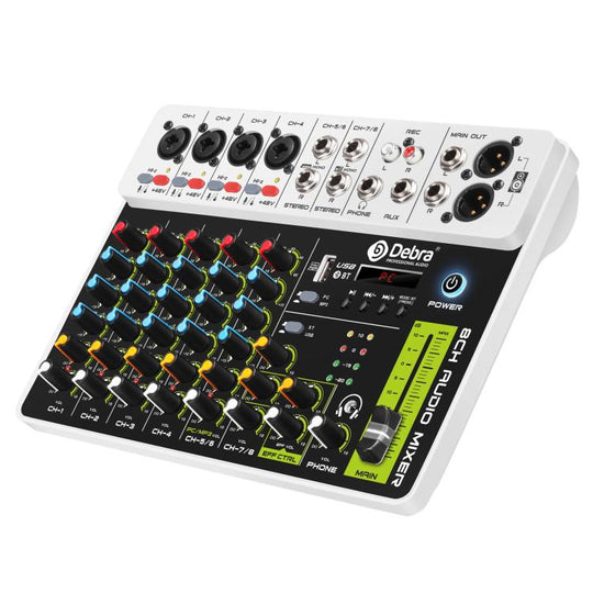 DEBRA V8 8-Channels Audio Mixer Live Recording Reverb(US Plug)