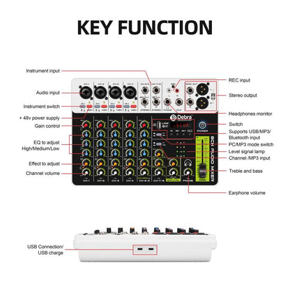 DEBRA V8 8-Channels Audio Mixer Live Recording Reverb(AU Plug) - Live Sound Effects Processors by DEBRA | Online Shopping UK | buy2fix
