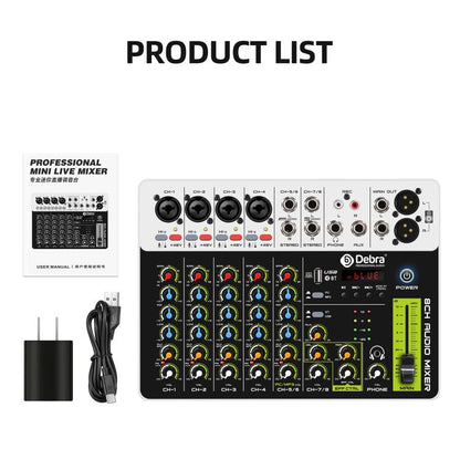 DEBRA V8 8-Channels Audio Mixer Live Recording Reverb(AU Plug) - Live Sound Effects Processors by DEBRA | Online Shopping UK | buy2fix