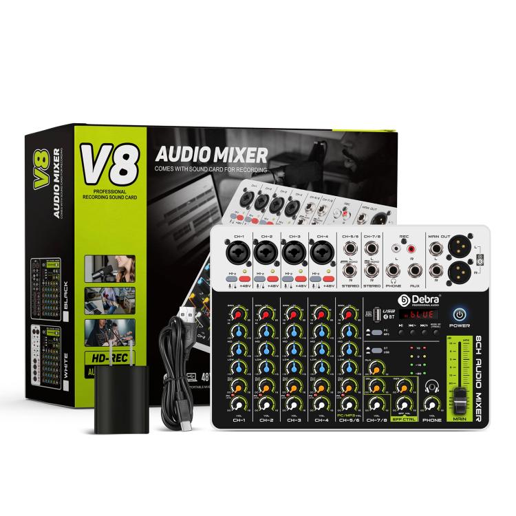 DEBRA V8 8-Channels Audio Mixer Live Recording Reverb(AU Plug) - Live Sound Effects Processors by DEBRA | Online Shopping UK | buy2fix