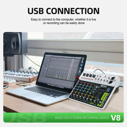 DEBRA V8 8-Channels Audio Mixer Live Recording Reverb(EU Plug) - Live Sound Effects Processors by DEBRA | Online Shopping UK | buy2fix