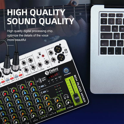 DEBRA V8 8-Channels Audio Mixer Live Recording Reverb(EU Plug) - Live Sound Effects Processors by DEBRA | Online Shopping UK | buy2fix