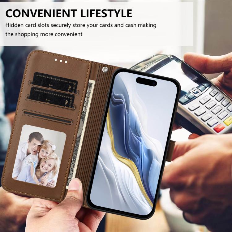 For iPhone Air Embossed Heart Cat Leather Phone Case with Hand Strap(Brown) - iPhone Air Cases by buy2fix | Online Shopping UK | buy2fix