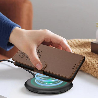 For iPhone Air Embossed Heart Cat Leather Phone Case with Hand Strap(Brown) - iPhone Air Cases by buy2fix | Online Shopping UK | buy2fix