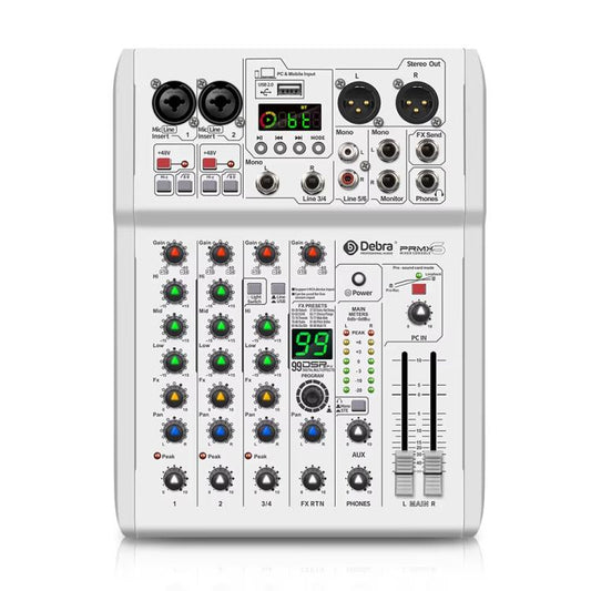 DEBRA PRMX-6 4-Channels Audio Mixer DSP Reverb for Live Recording(EU Plug) - Live Sound Effects Processors by DEBRA | Online Shopping UK | buy2fix