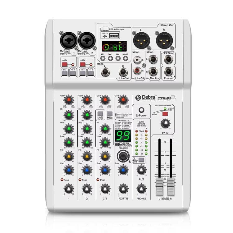 DEBRA PRMX-6 4-Channels Audio Mixer DSP Reverb for Live Recording(UK Plug) - Live Sound Effects Processors by DEBRA | Online Shopping UK | buy2fix