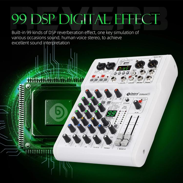 DEBRA PRMX-6 4-Channels Audio Mixer DSP Reverb for Live Recording(US Plug) - Live Sound Effects Processors by DEBRA | Online Shopping UK | buy2fix
