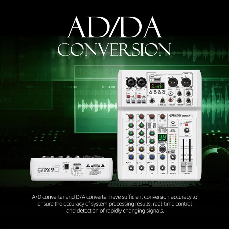 DEBRA PRMX-6 4-Channels Audio Mixer DSP Reverb for Live Recording(EU Plug) - Live Sound Effects Processors by DEBRA | Online Shopping UK | buy2fix